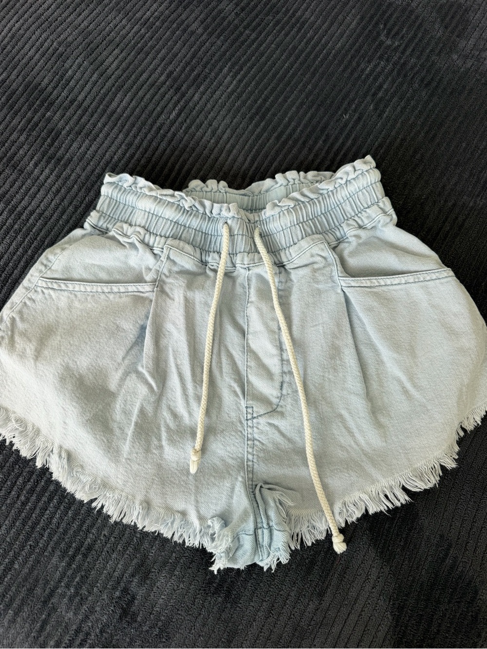 Mustard Seed Light Blue Paperbag Waist Drawstring Shorts S